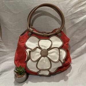 Relic Orange and Cream Floral  Bag